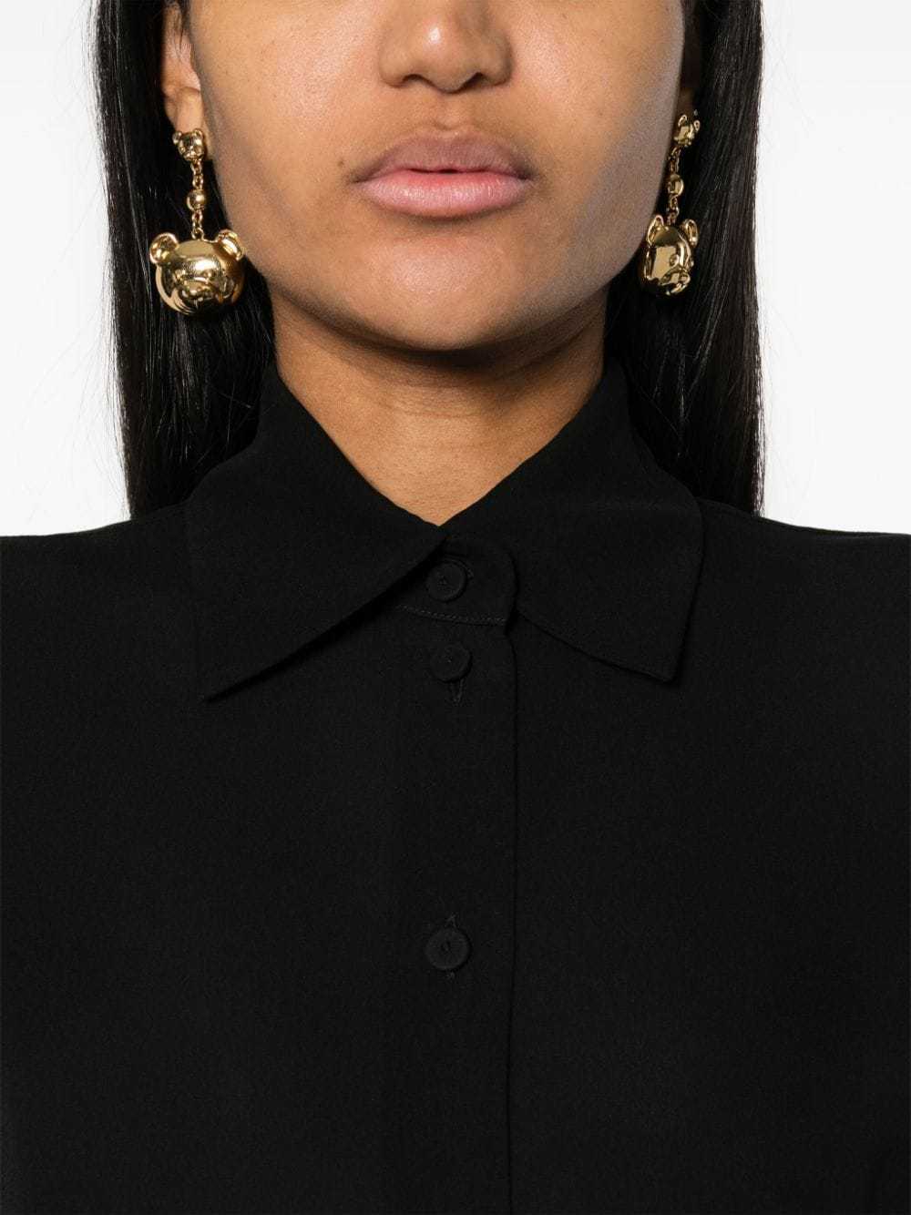 Moschino Long-sleeved Silk Shirt In Black