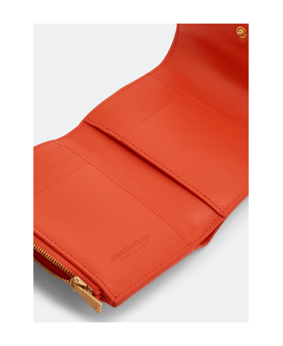 Bottega Veneta Trifold Zip Wallet In Red