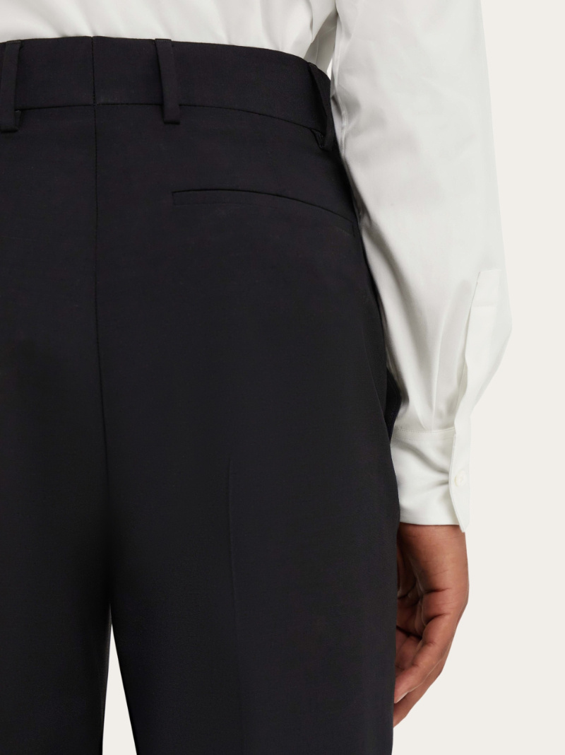 Ferragamo Tailored Viscose Blend Trousers Featuring Pockets In Black
