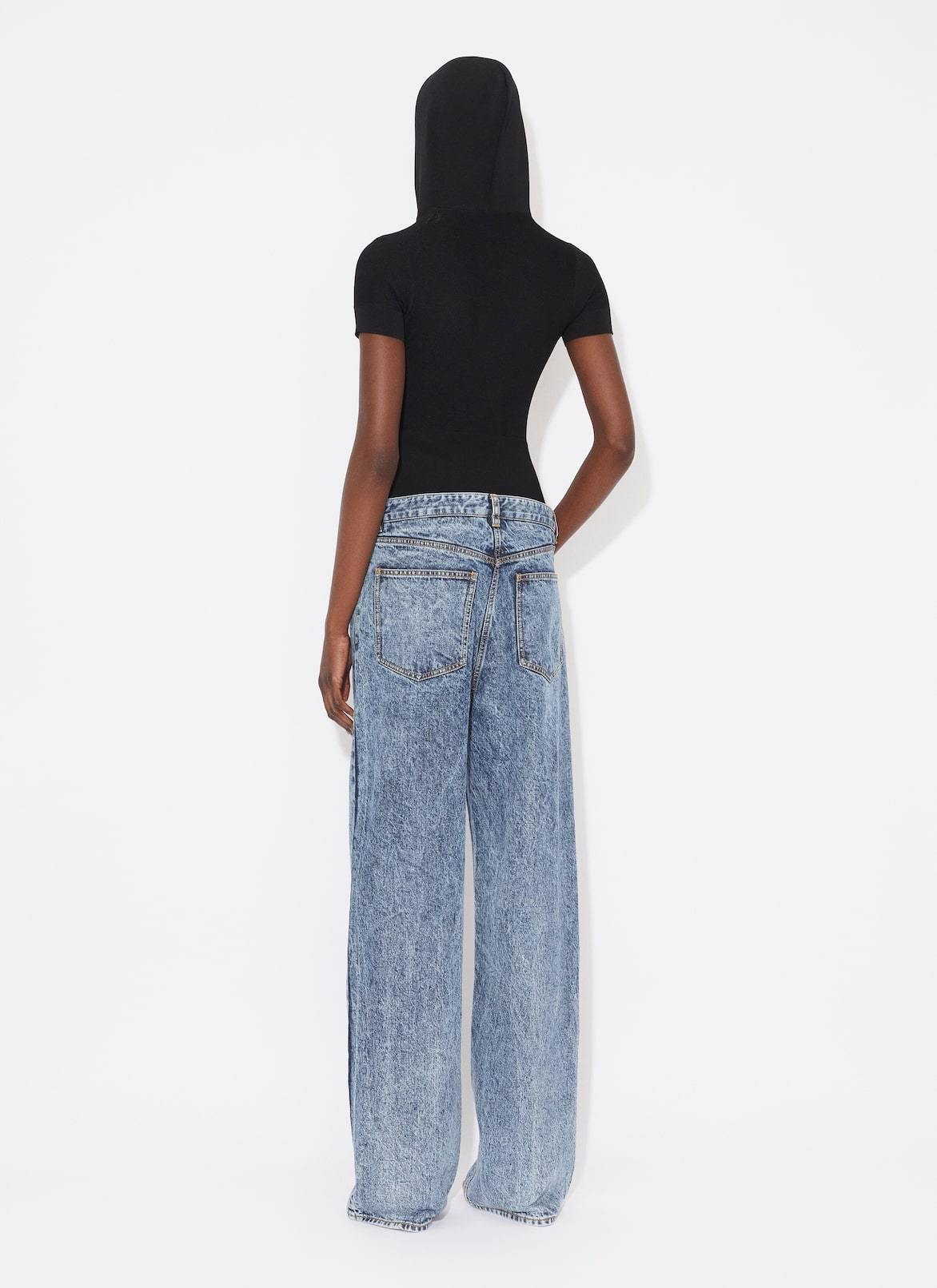 Alaïa Snow Denim Jeans With Knit Band In Blue