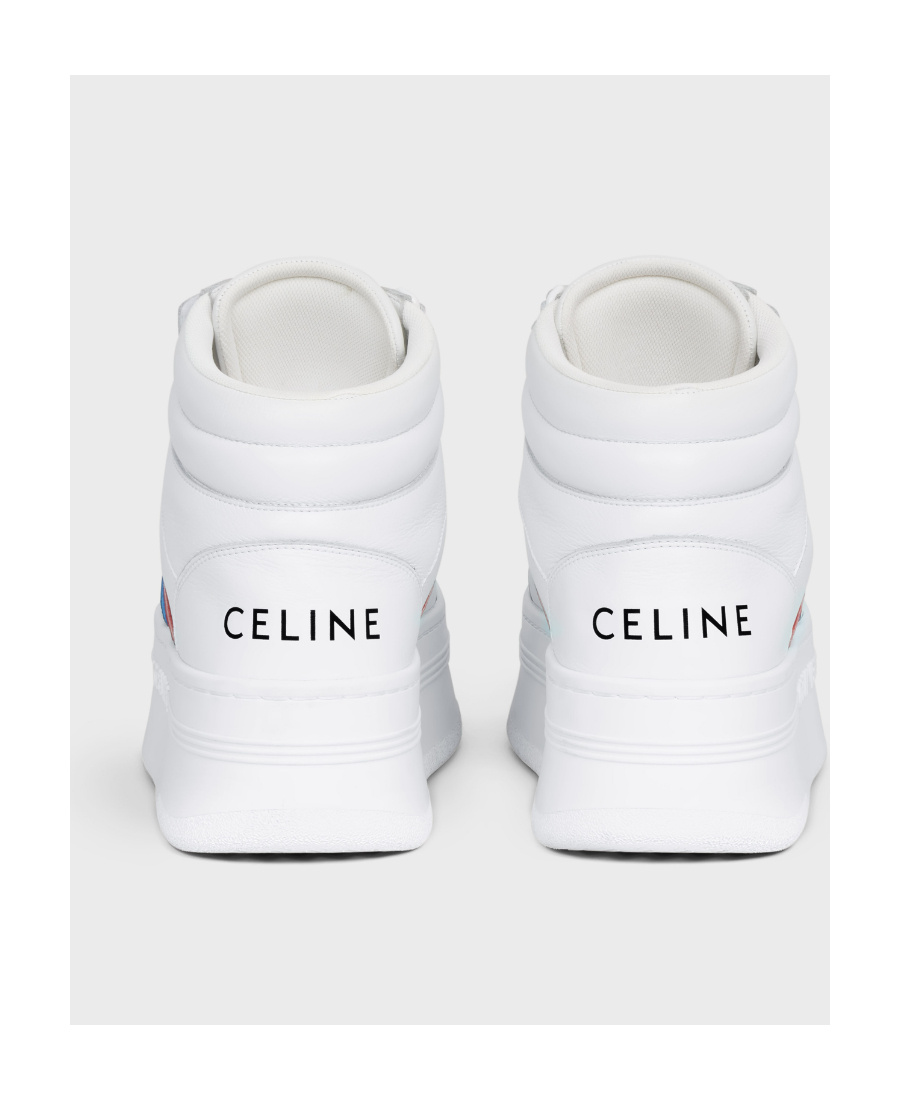 Celine Leather Platform Sneaker In White