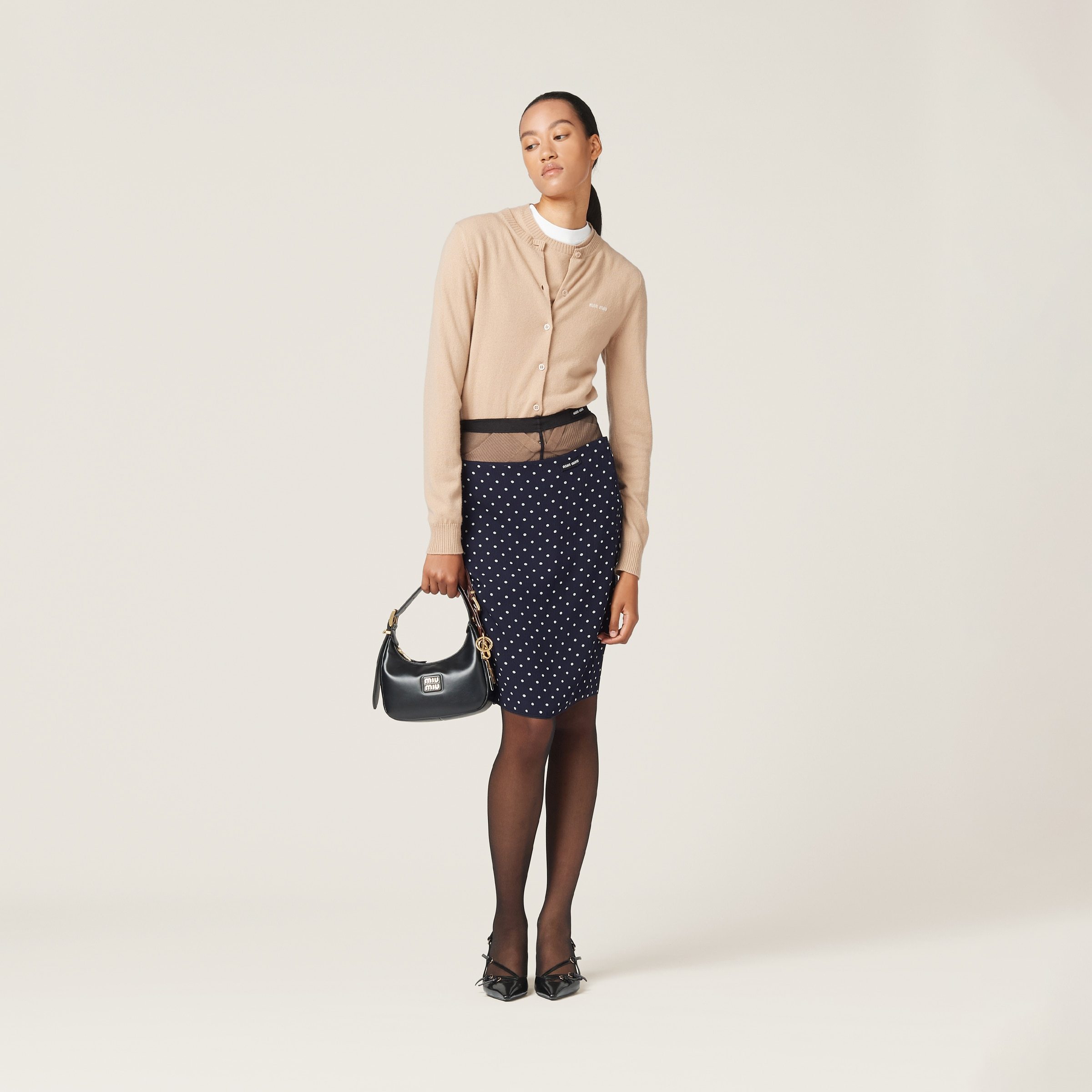 Miu Miu Cashmere Knit Cardigan In Brown