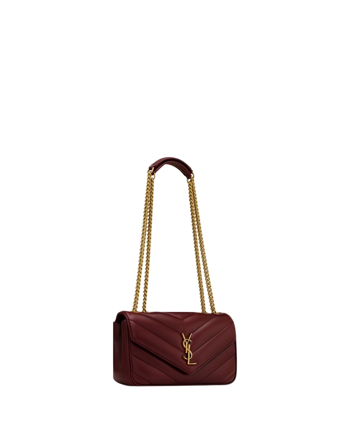 Saint Laurent Loulou Small In Quilted Lambskin In Burgundy