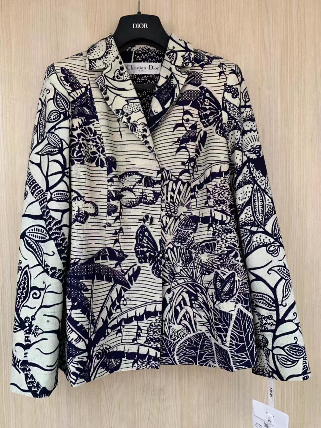 Dior Printed Suit Jacket In Gray