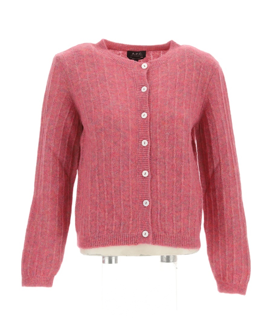 Apc Milena Metallic-threading Ribbed Cardigan In Pink
