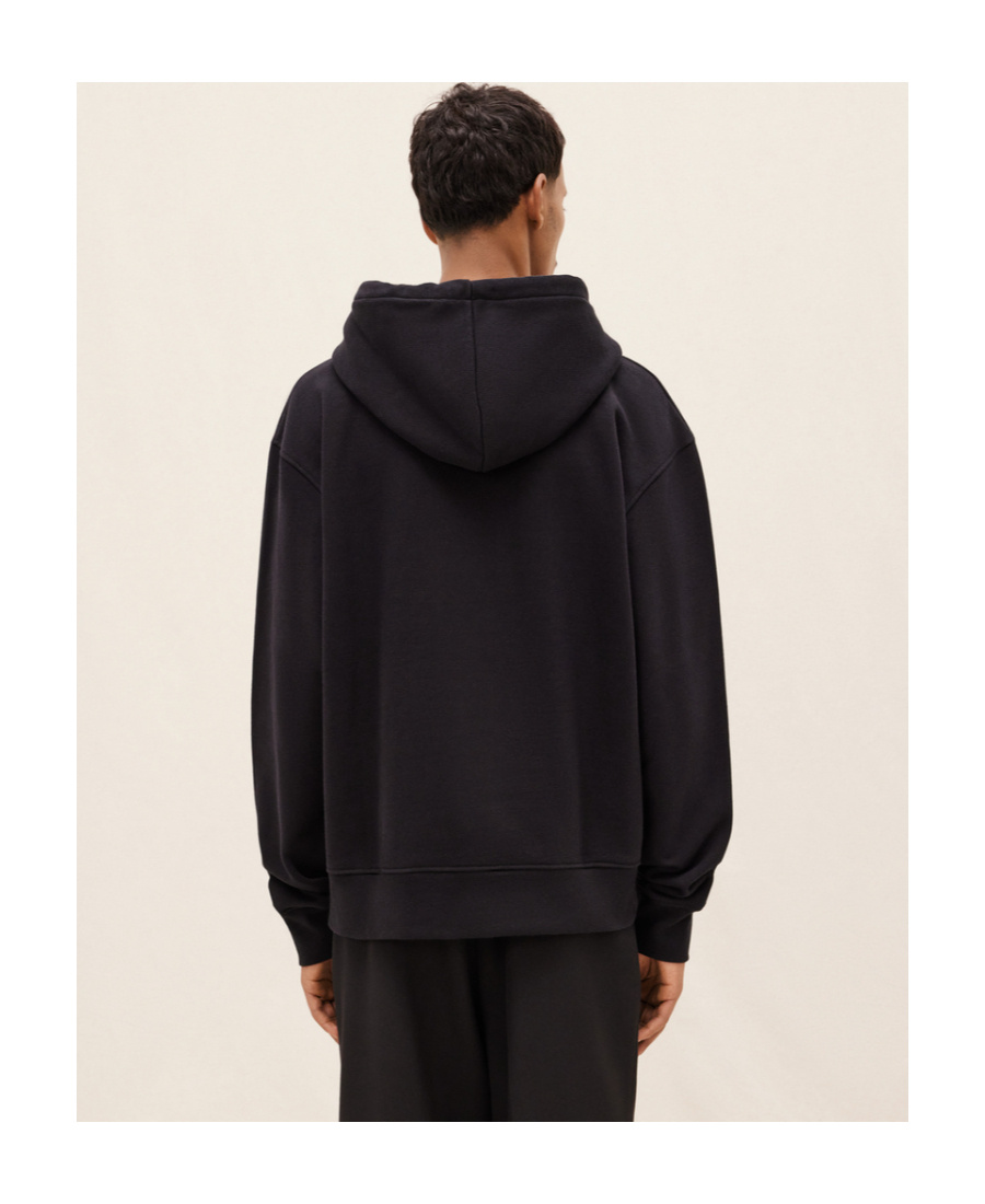 Jacquemus Embroidered Logo Drawstring Hoodie In Blue