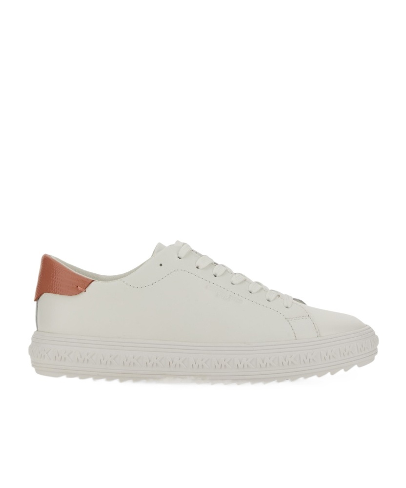 Michael Michael Kors White Cow Leather Sneakers With Textured Sole In White