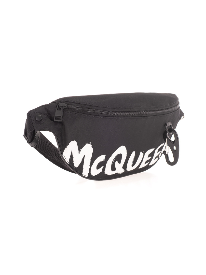 Alexander Mcqueen Graffiti Logo Belt Bag In Black