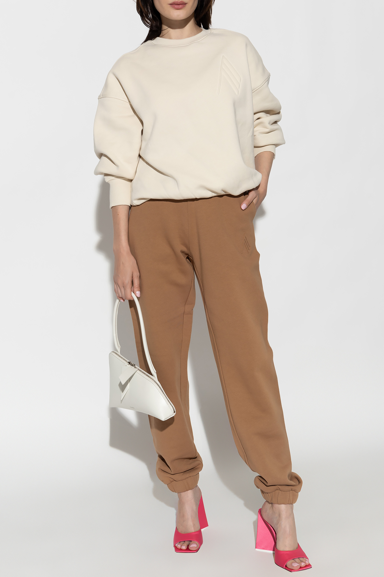 Shop Attico The Penny Logo-embossed Straight-leg Track Pants In Brown