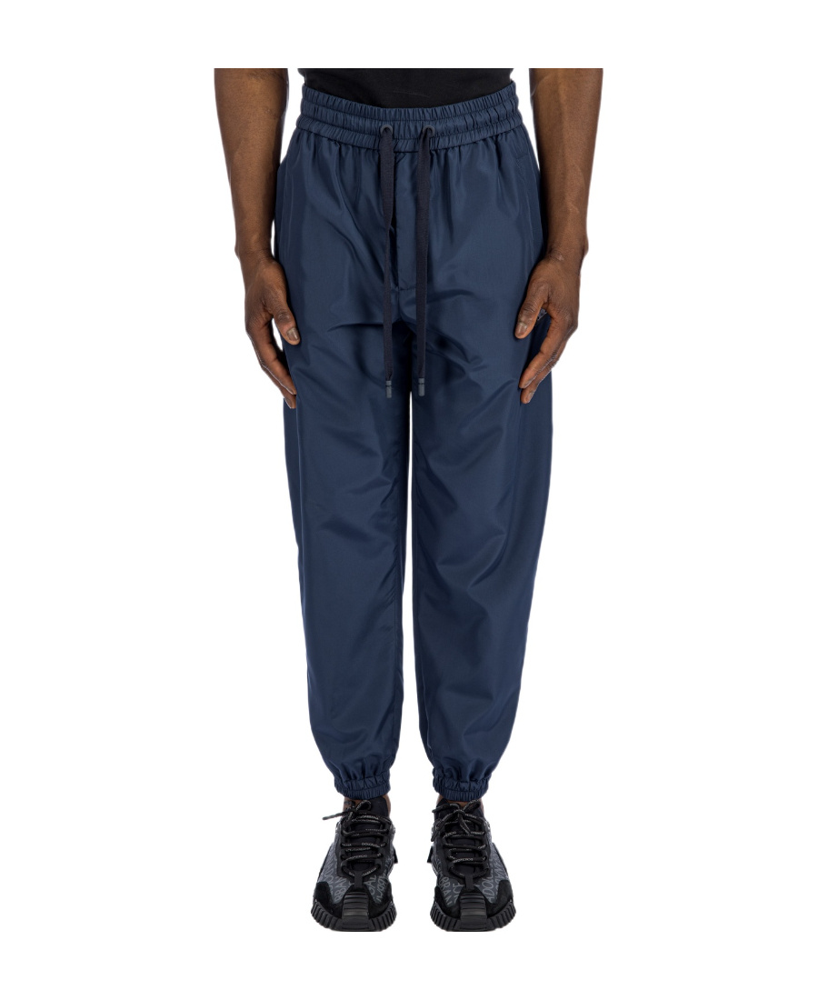 Dolce & Gabbana Logo-plaque Drawstring Track Pants In Blue