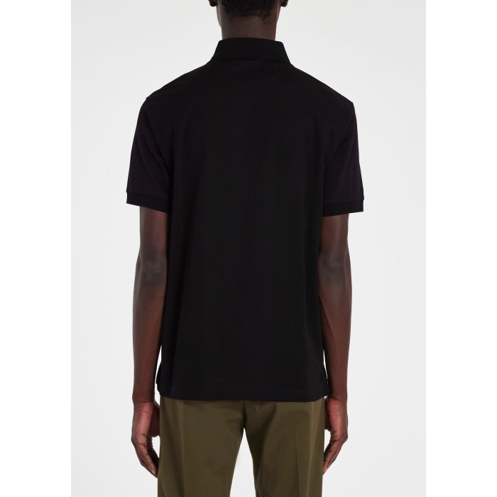 Paul Smith Rainbow-stripe Cotton Polo Shirt In Black