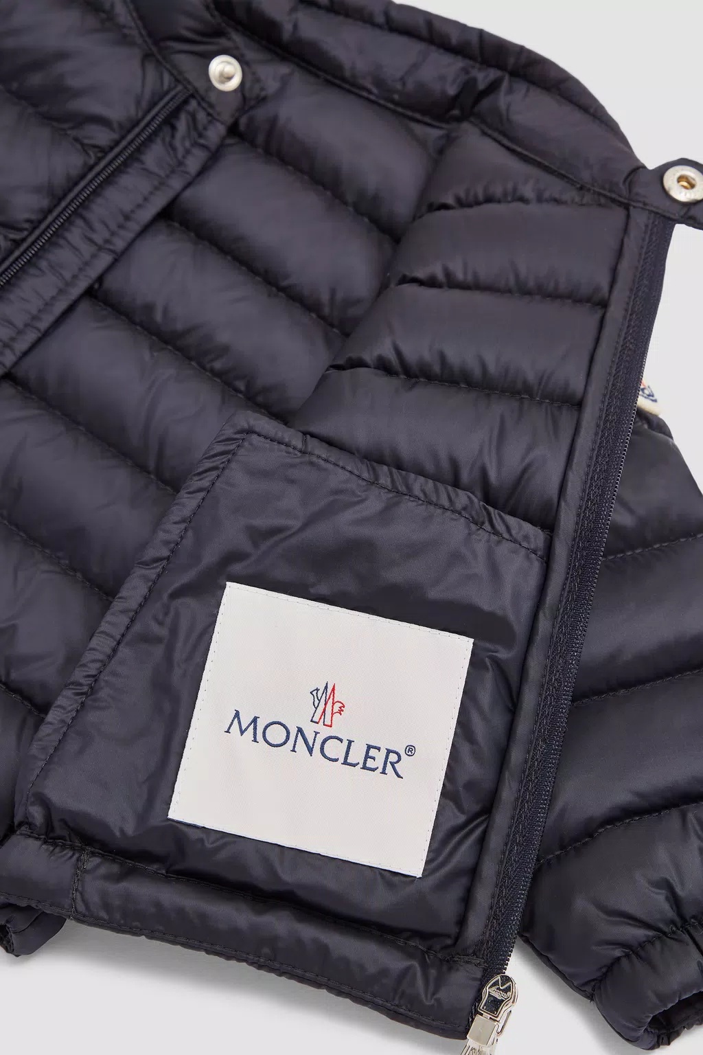 Moncler Acorus Logo Affixed Down Jacket In Blue