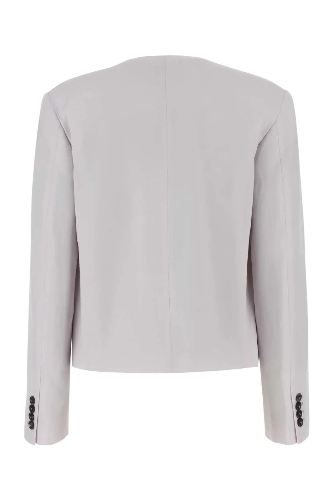 Low Classic Wool Blazer With Buttoned Cuffs And Flap Pockets In Gray