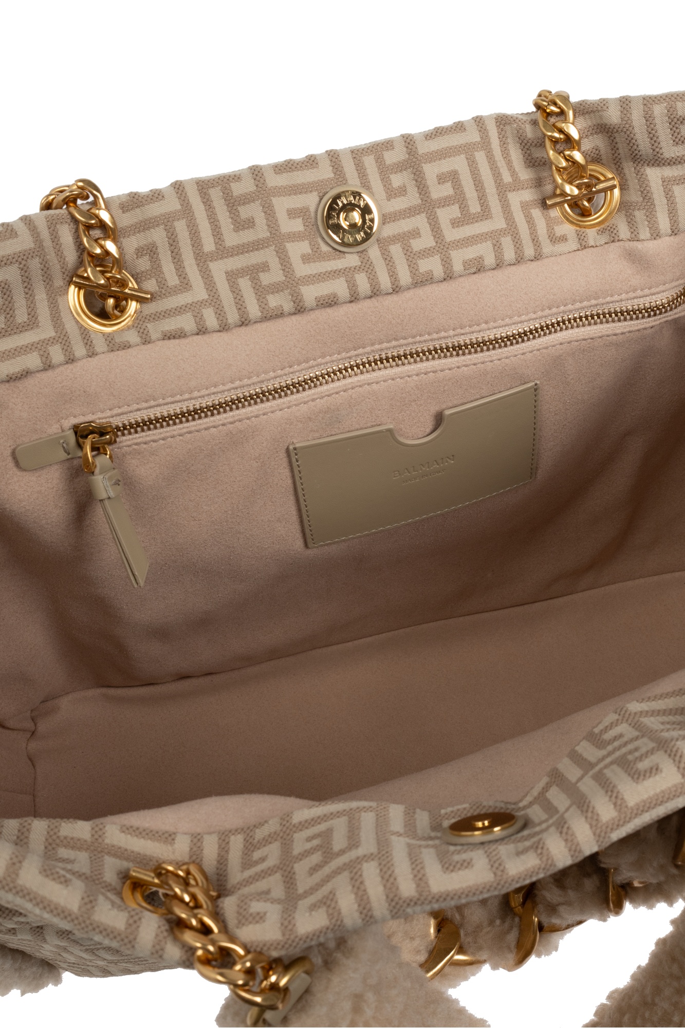 Balmain 1945 Labyrinth Jacquard Shoulder Bag In Nude