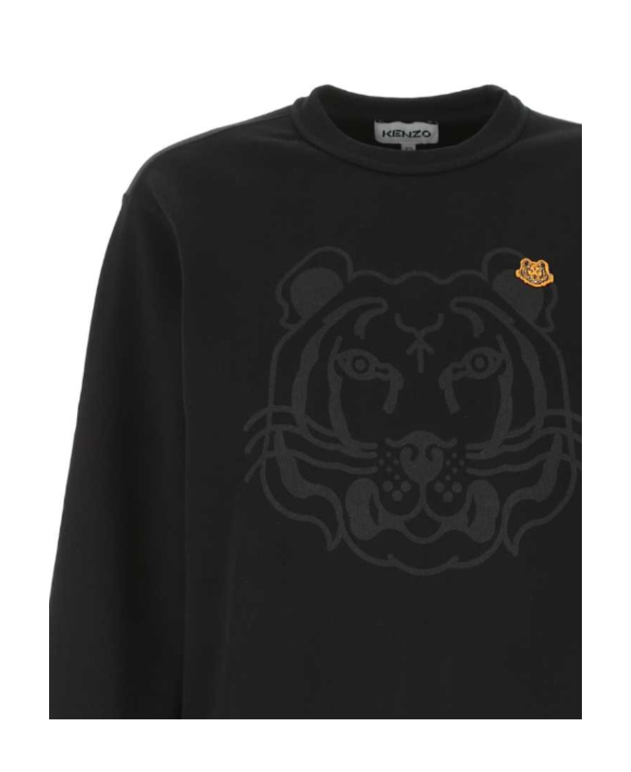 Kenzo Logo Embroidered Crewneck Sweatshirt In Black