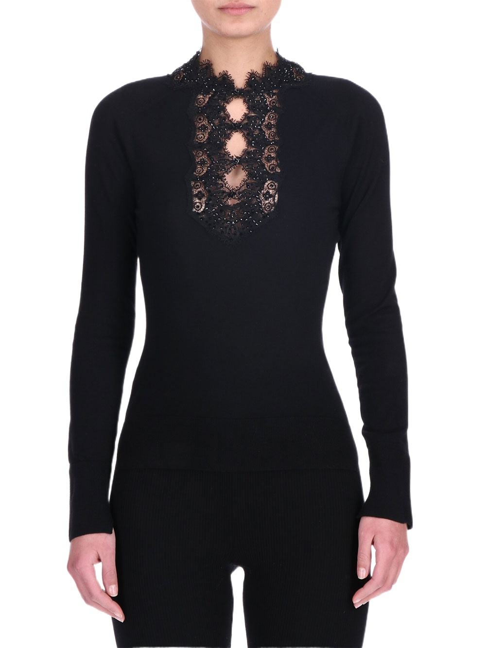 Ermanno Scervino Long-sleeved Sweater In Black