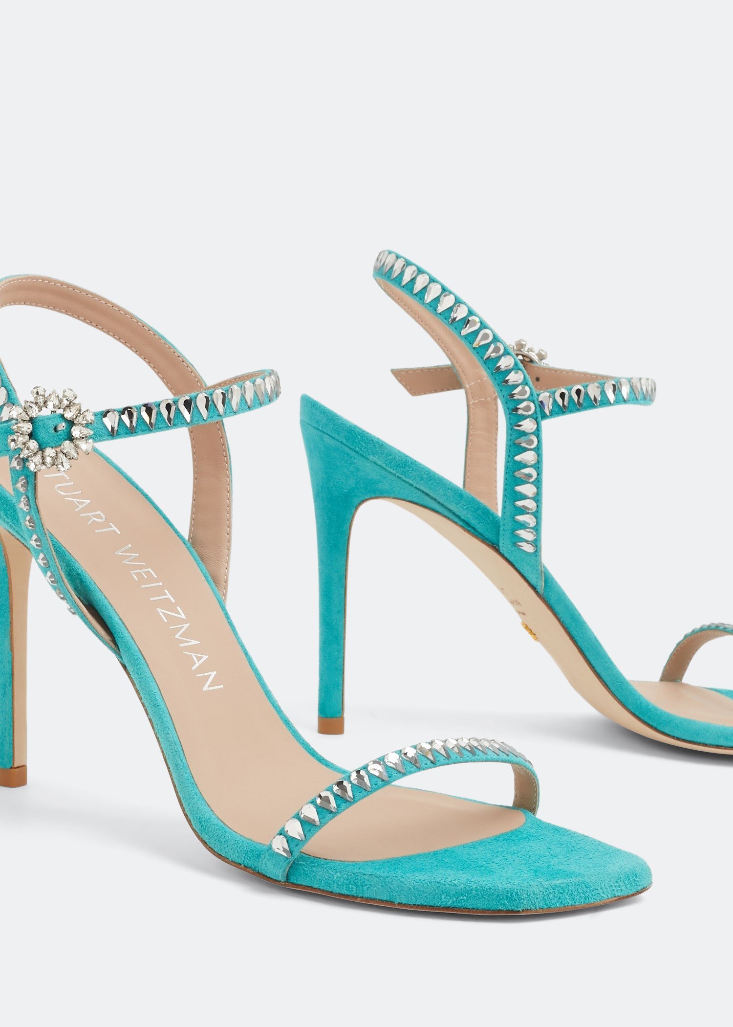 Stuart Weitzman Embellished Open-toe Sandals In Green