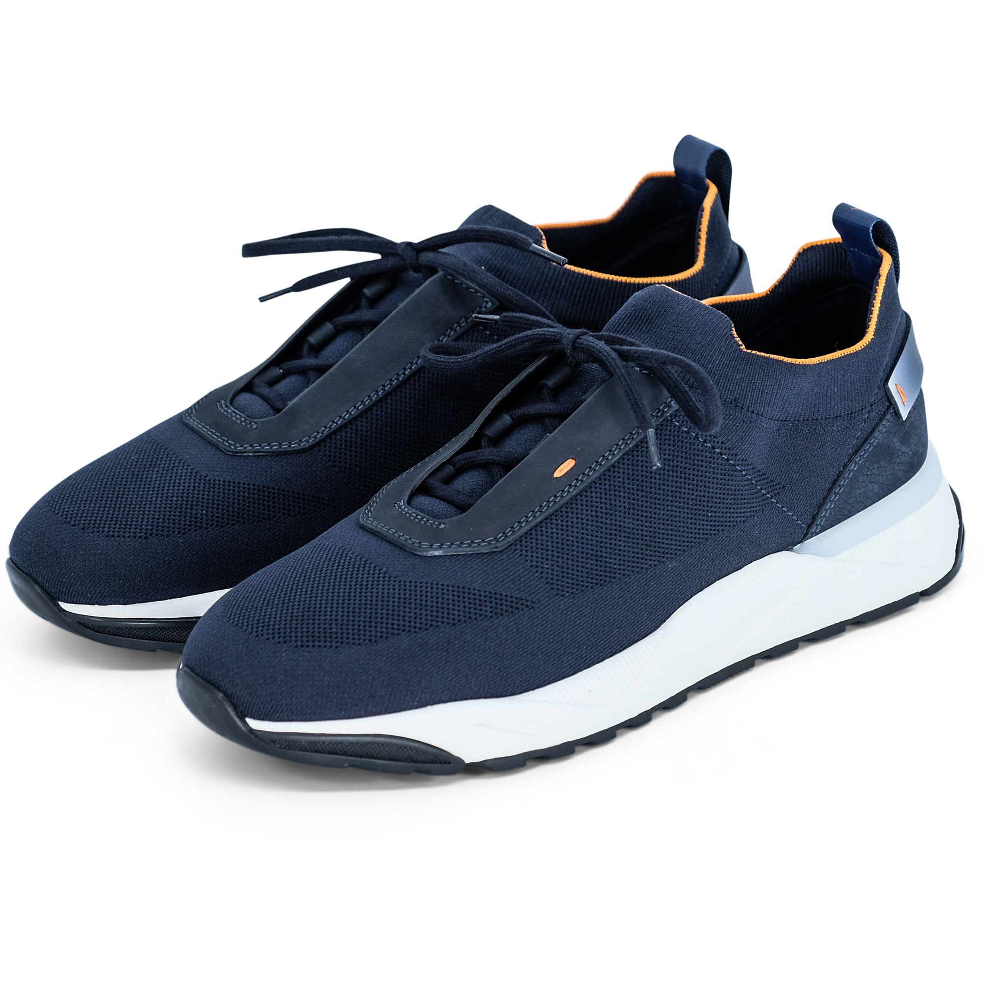 Santoni Knitted-upper Sneakers In Blue