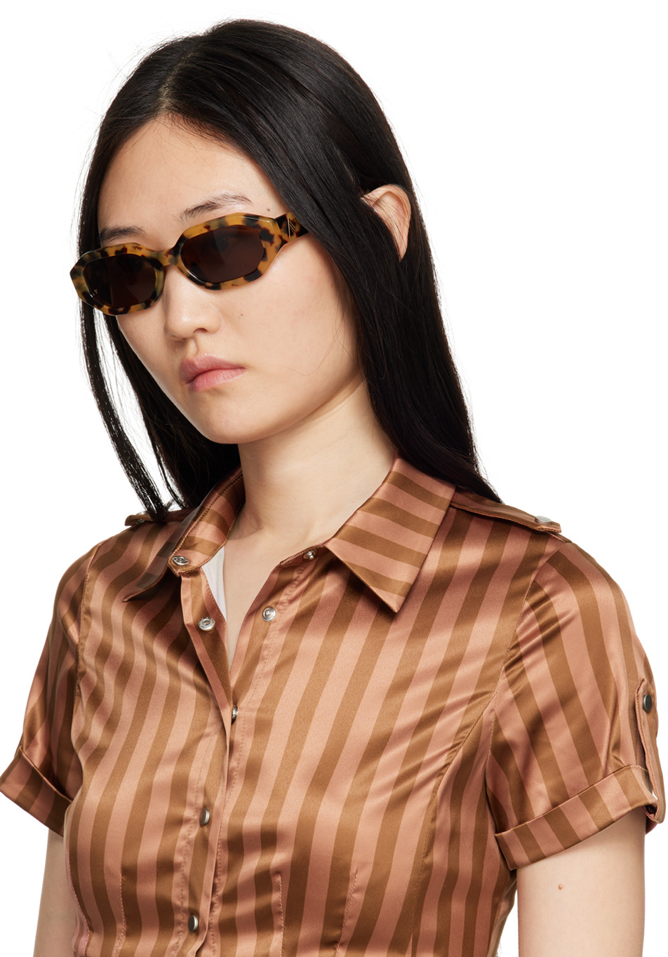 Attico Rectangle Sunglasses In Brown
