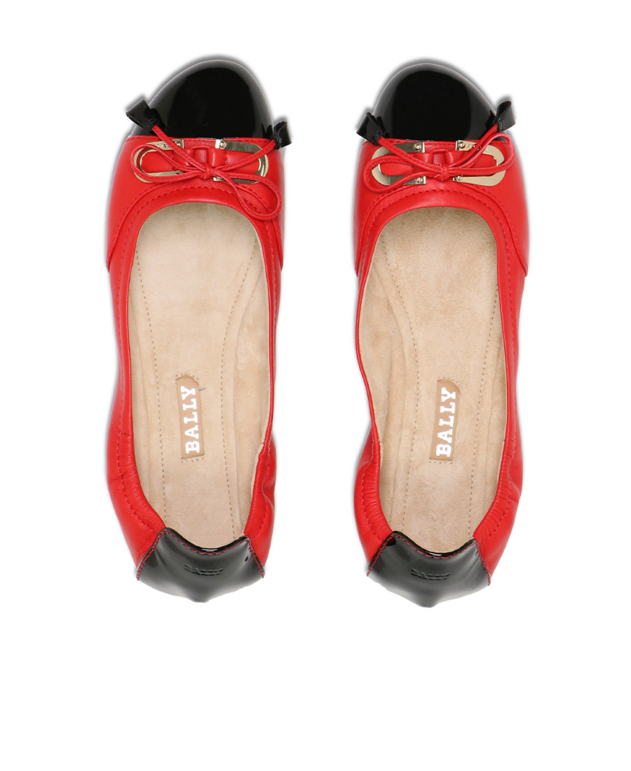 Bally Stitching Details Ballet Shoes In Red