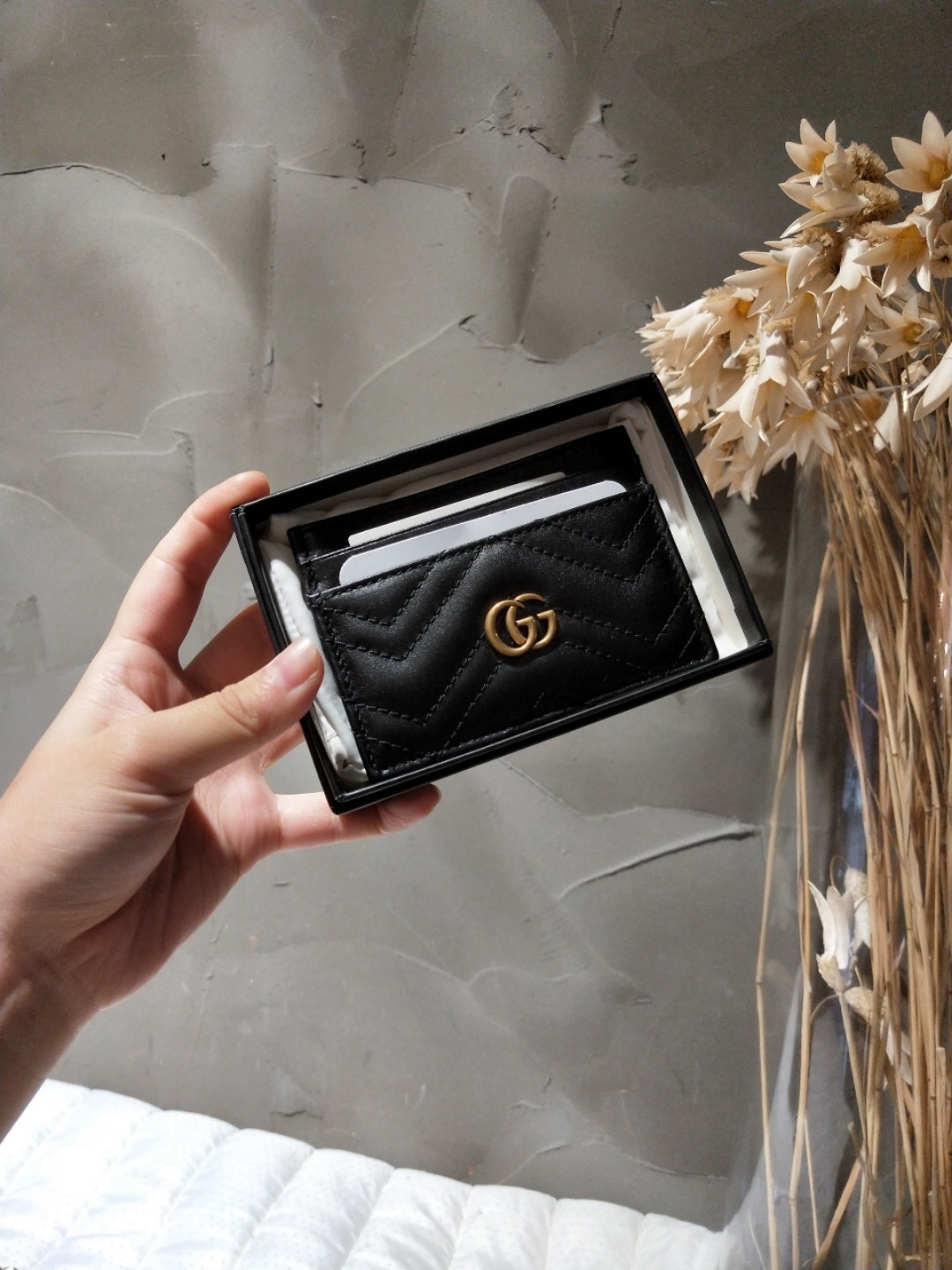 Shop Gucci Gg Marmont Card Case In Black