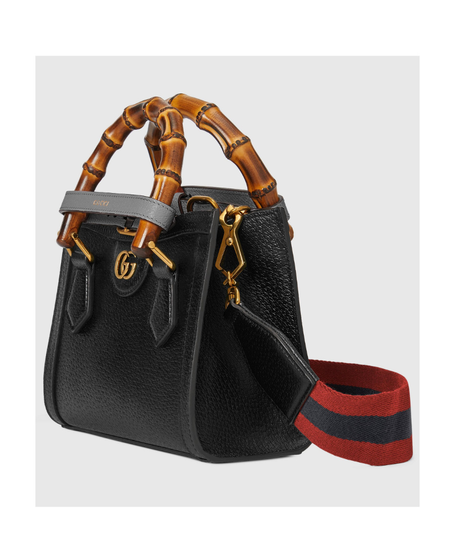 Gucci Diana Mini Leather Tote Bag In Black