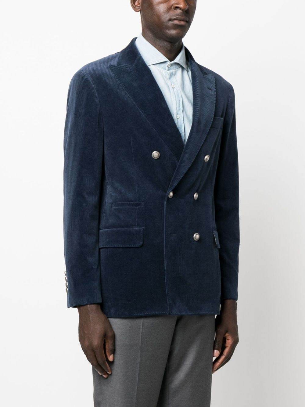 Brunello Cucinelli Double-breasted Corduroy Blazer In Black