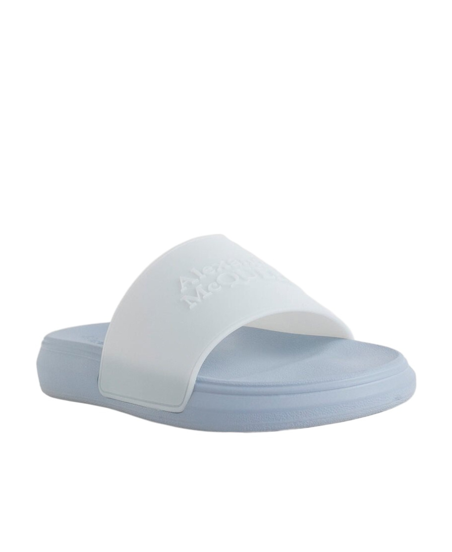 Alexander Mcqueen Single-strap Flat Slides In Blue