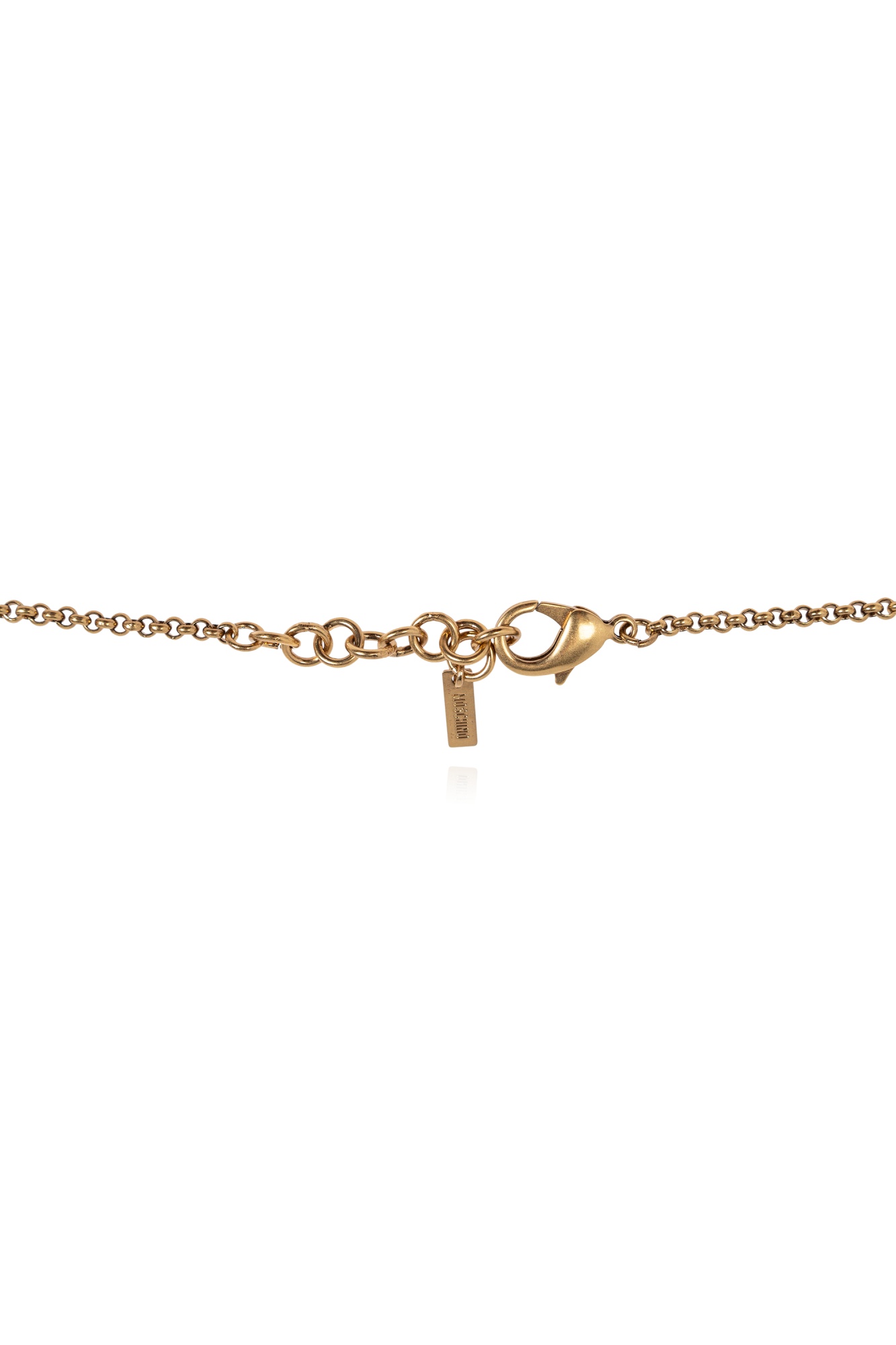 Moschino Feather-pendant Necklace In Yellow