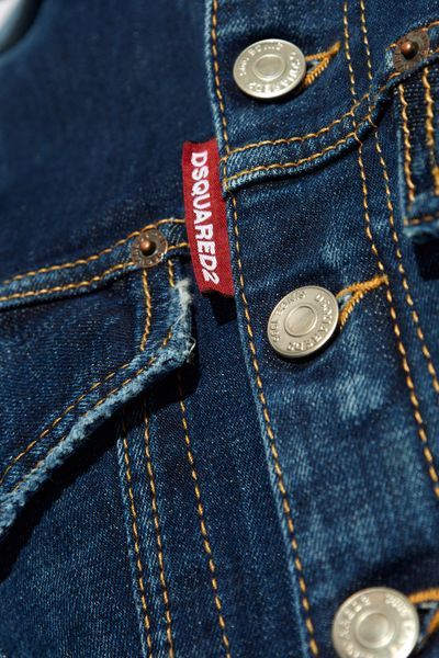Dsquared2 Stretch Denim Bustier Jacket In Blue
