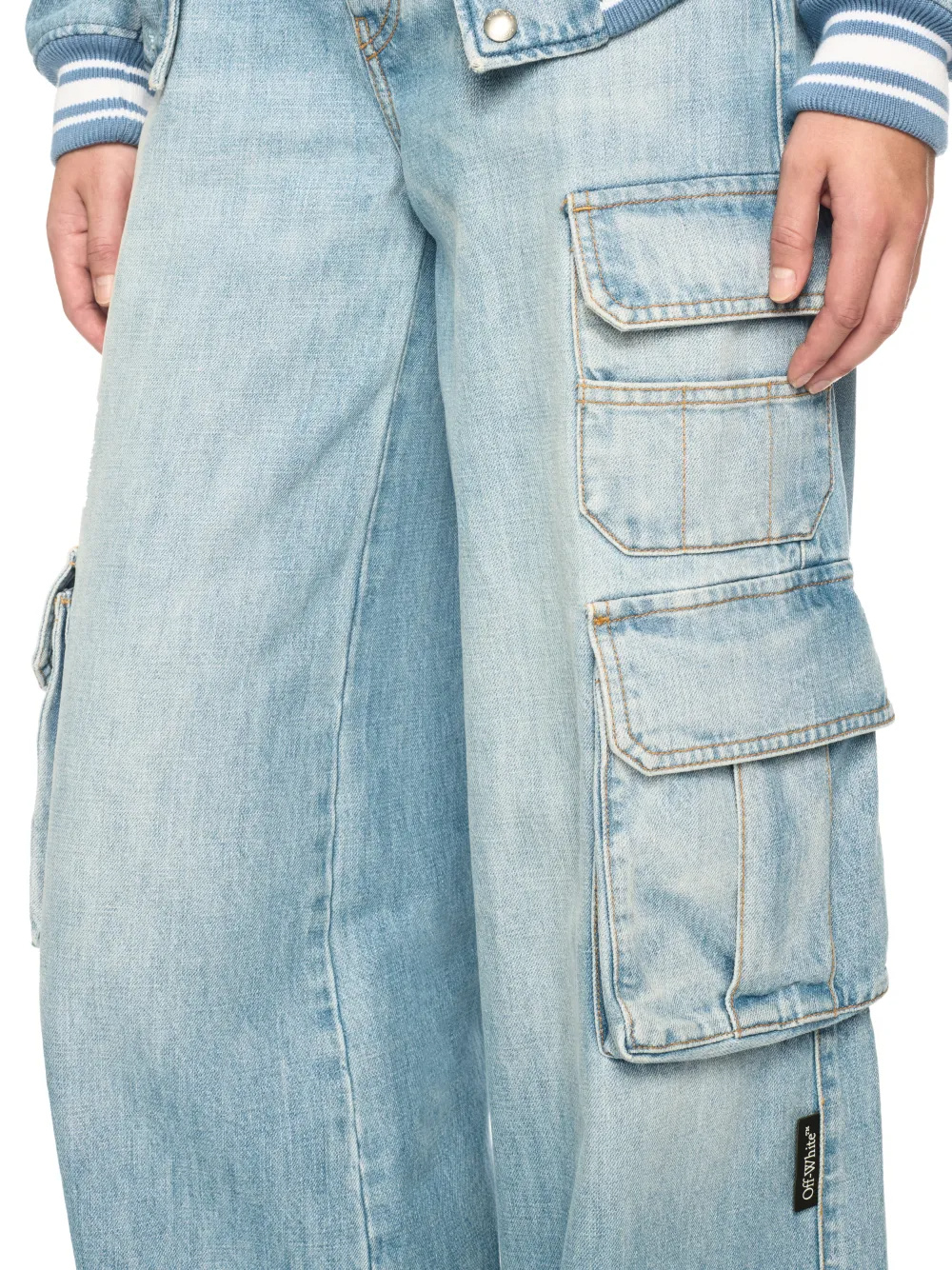 Off-white Denim Bomber Jacket In Blue