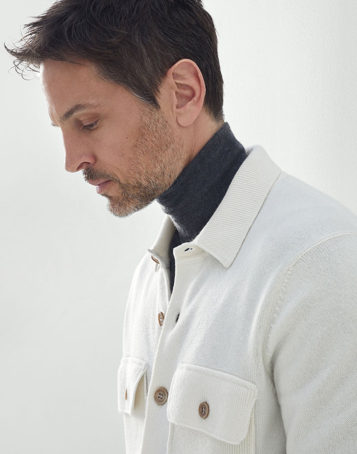 Brunello Cucinelli Fine-knit Cashmere Shirt Cardigan In White
