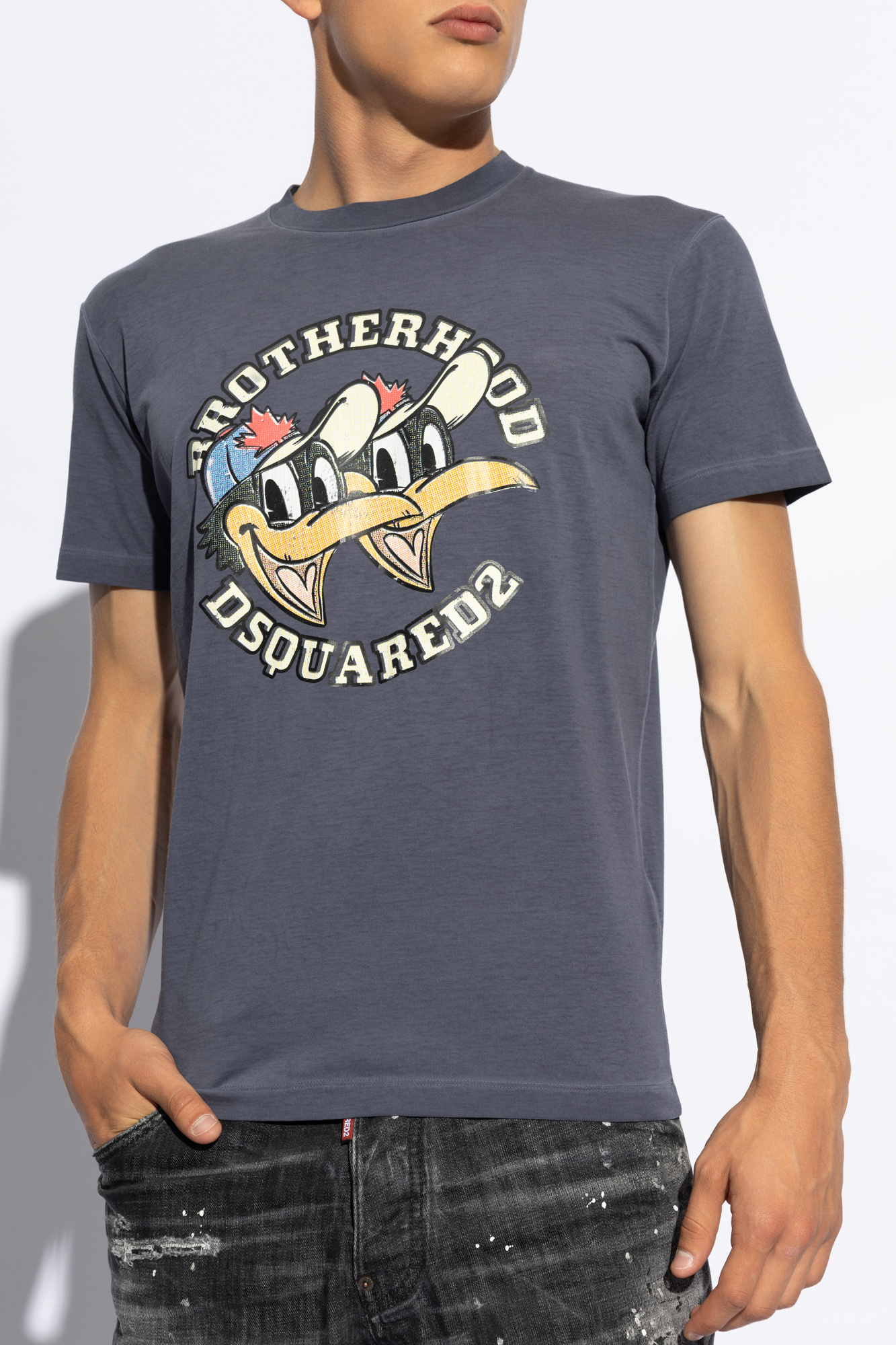 Dsquared2 Logo Printed Crewneck T-shirt In Gray