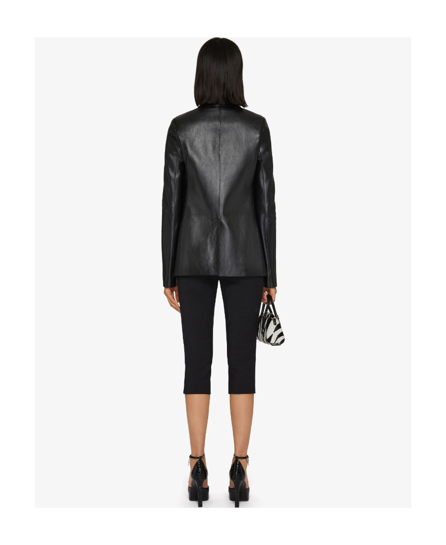 Givenchy Single-breasted Open Leather Jacket In Black
