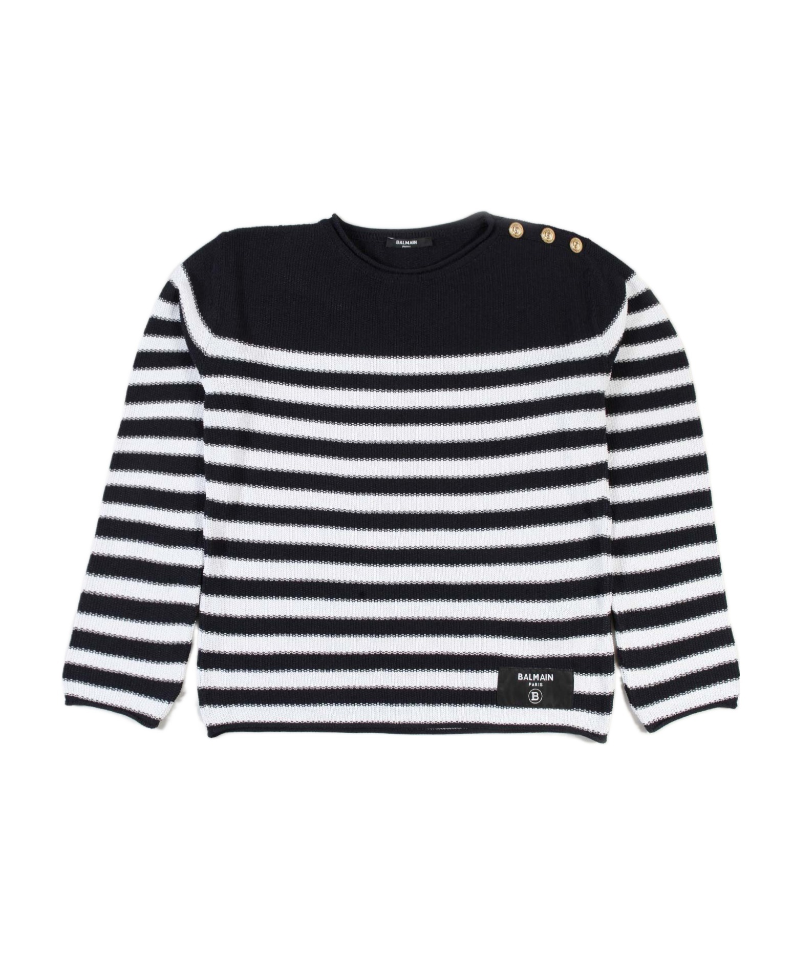 Balmain Striped Knitted Jumper In Black