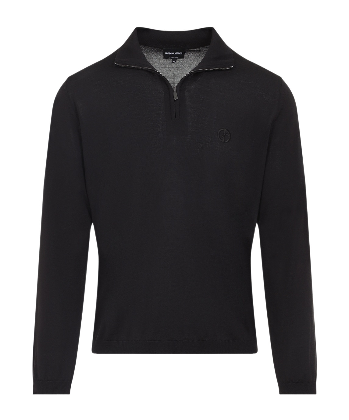 Giorgio Armani Classic Zip-up Pullover Crafted From Virgin Wool In Black