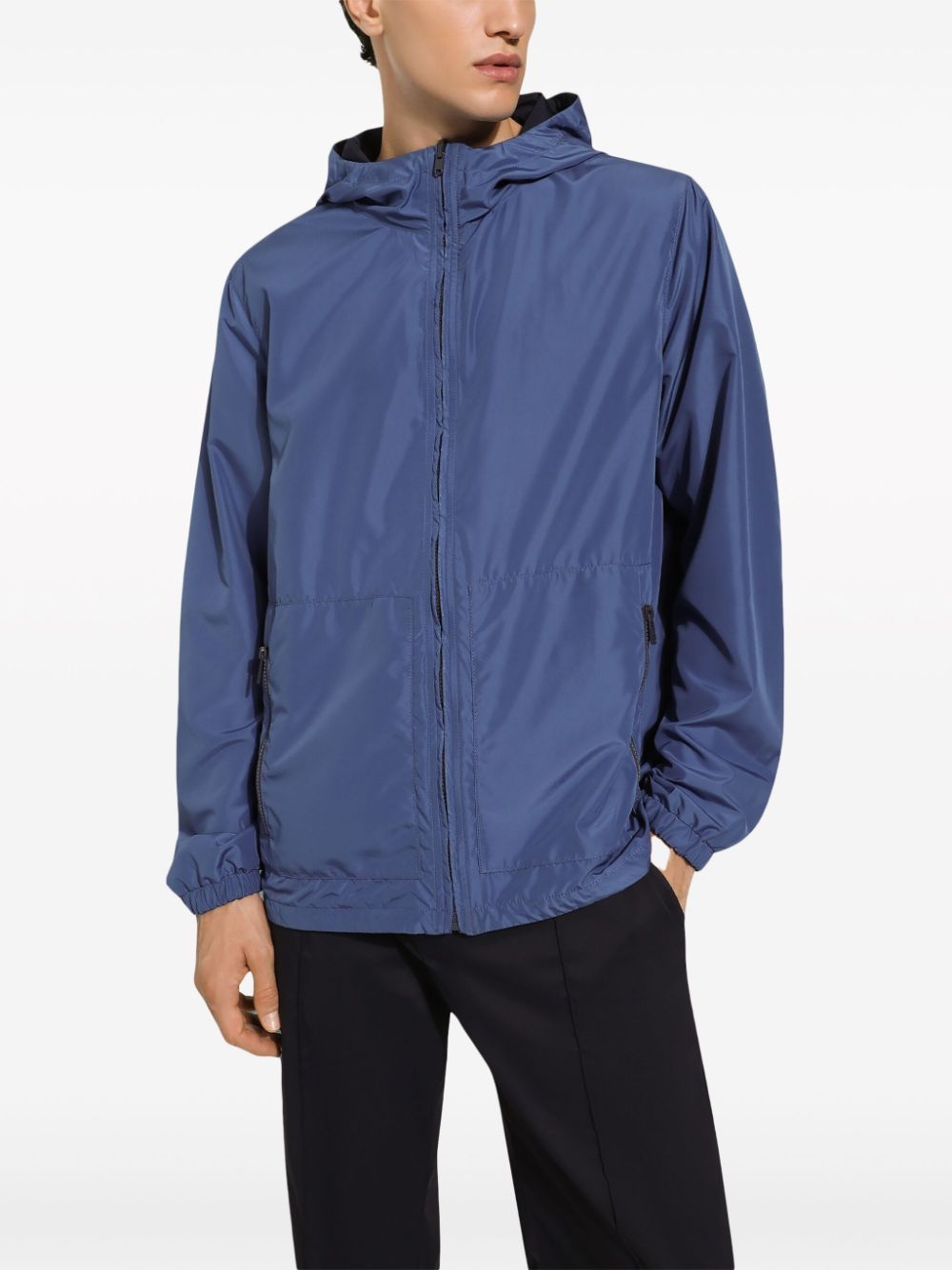 Dolce & Gabbana Reversible Jacket With Hood And Logo In Black