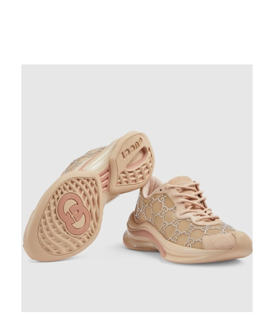 GUCCI GG SUPREME RYSTAL-EMBELLISHED SNEAKERS
