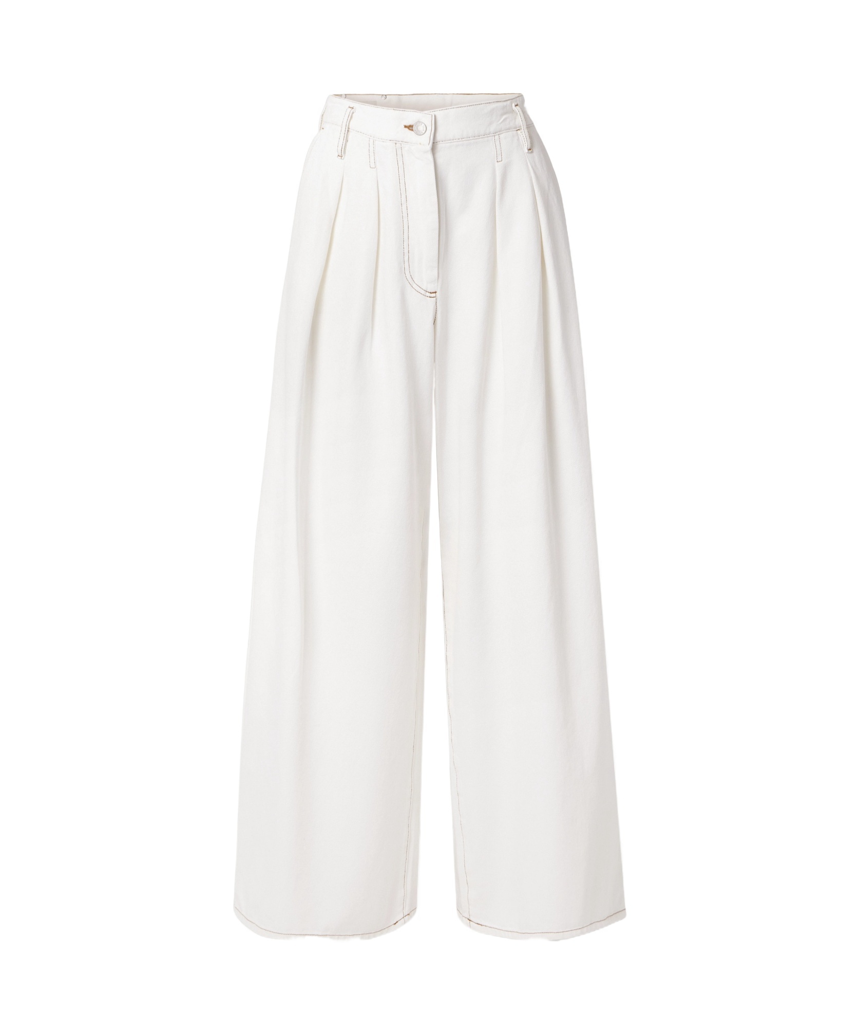 DRIES VAN NOTEN PLEATED DENIM WIDE-LEG PANTS