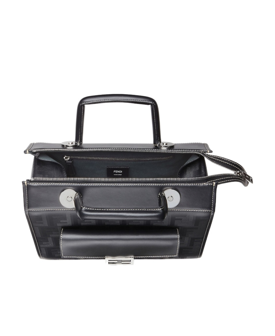Fendi Soft Trunk Logo Handbag In Black