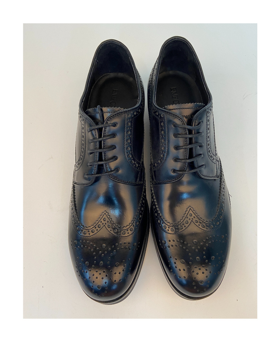 Emporio Armani Logo Business Casual Shoes In Black
