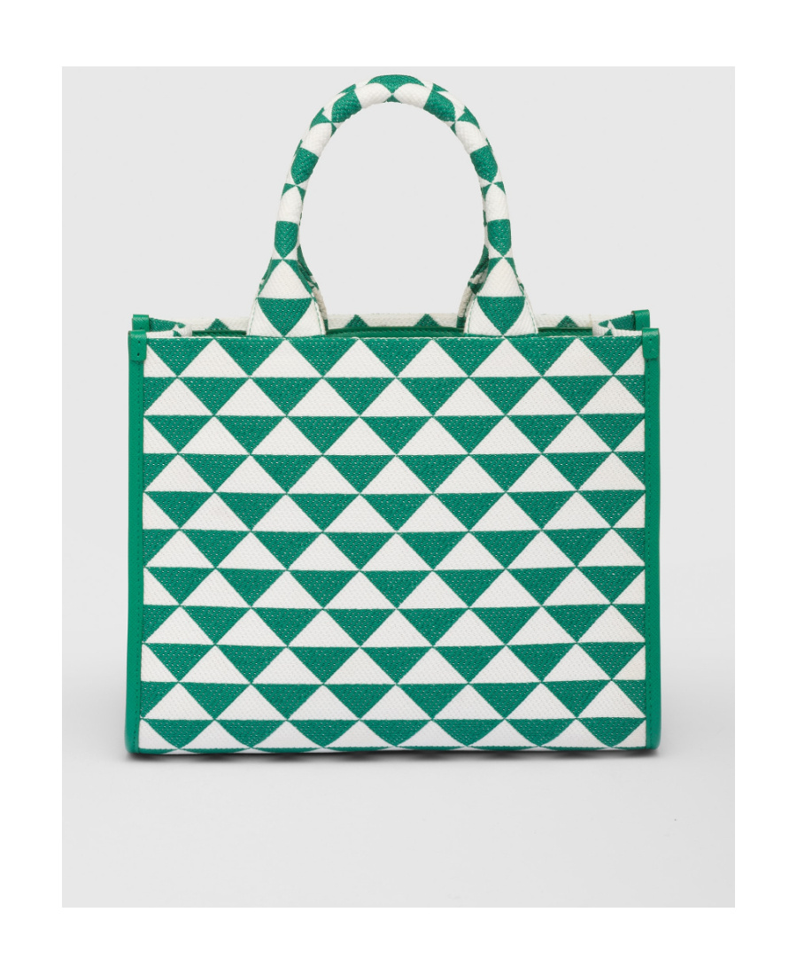 Prada Women Embroidered Fabric Small Symbole Shopping Bag In Mango Color