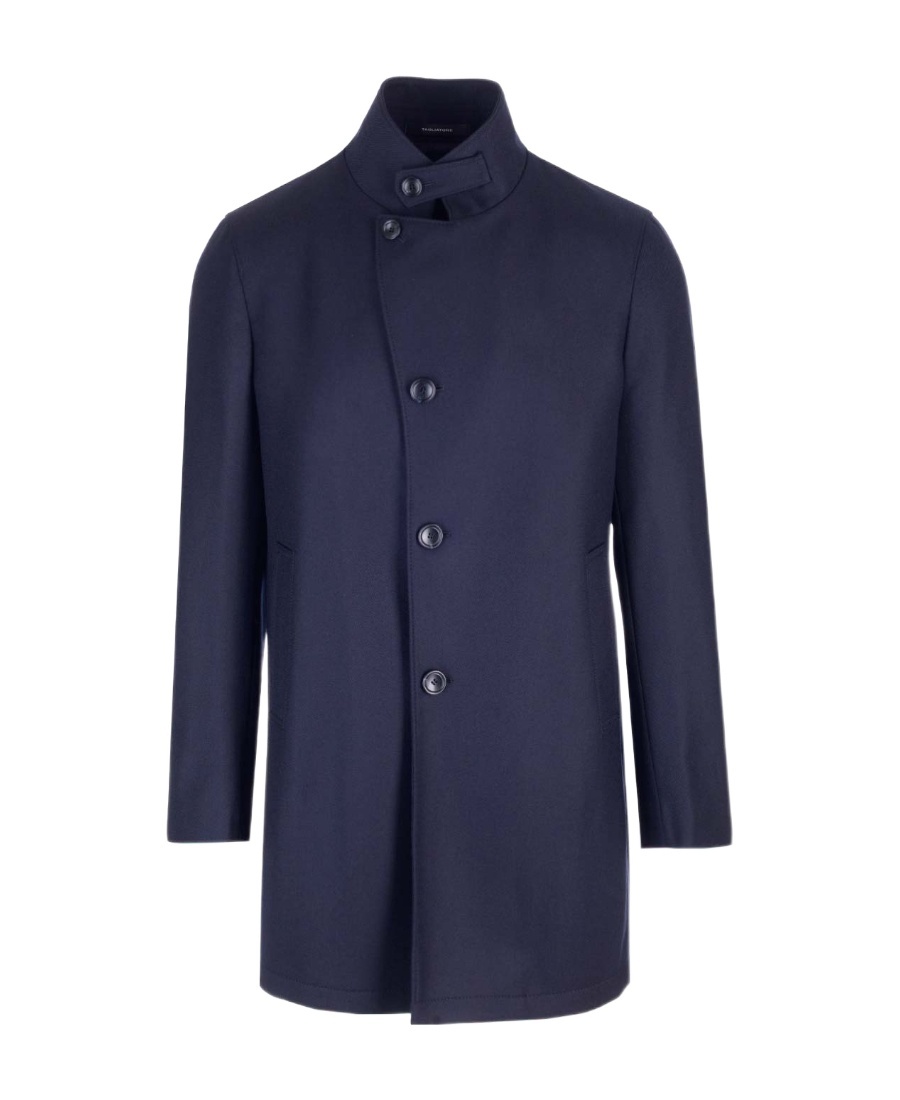 Tagliatore High-collar Long-sleeved Coat In Black