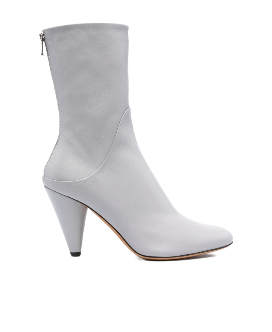 Shop Proenza Schouler Cone 95mm Leather Boots In Gray