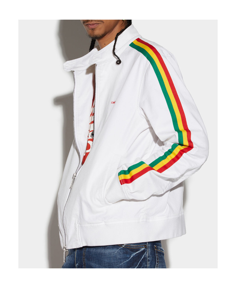 Shop Dsquared2 Stripe-detail Cotton Jacket In White