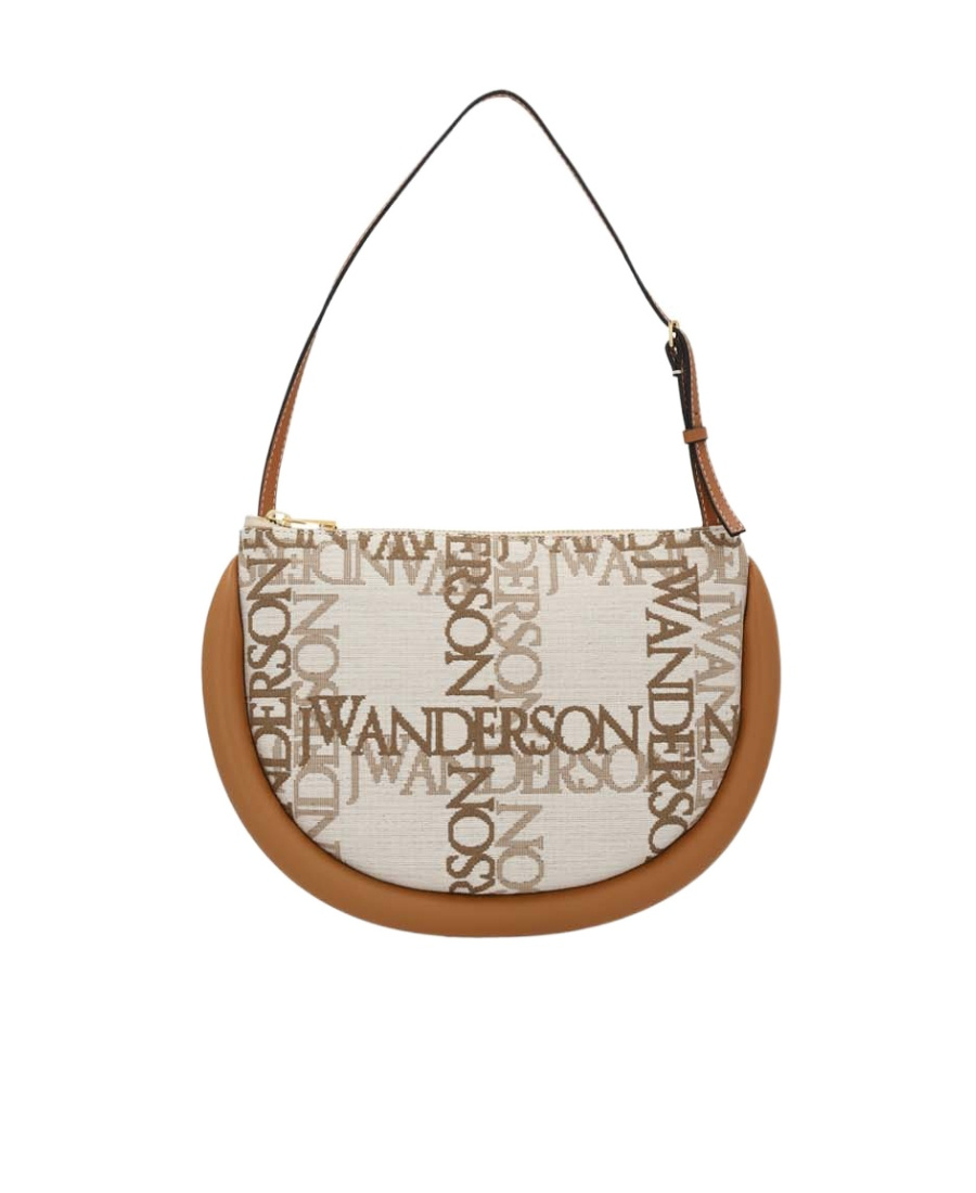 Jw Anderson Embroidered Fabric Bumper Moon Shoulder Bag In White