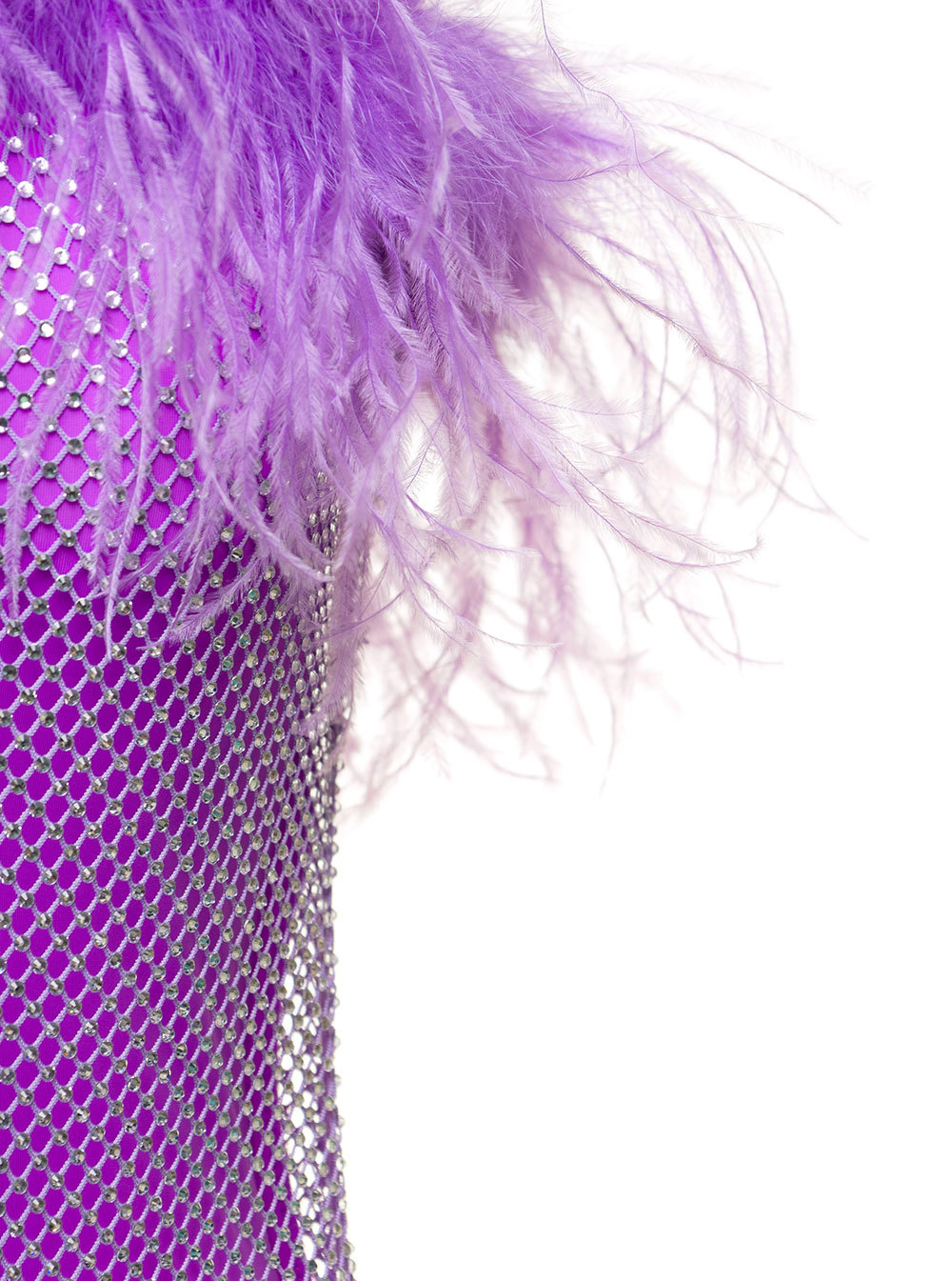 Giuseppe Di Morabito Mini Purple Dress With Feather Trim And Rhinestone Embellishment In Purple