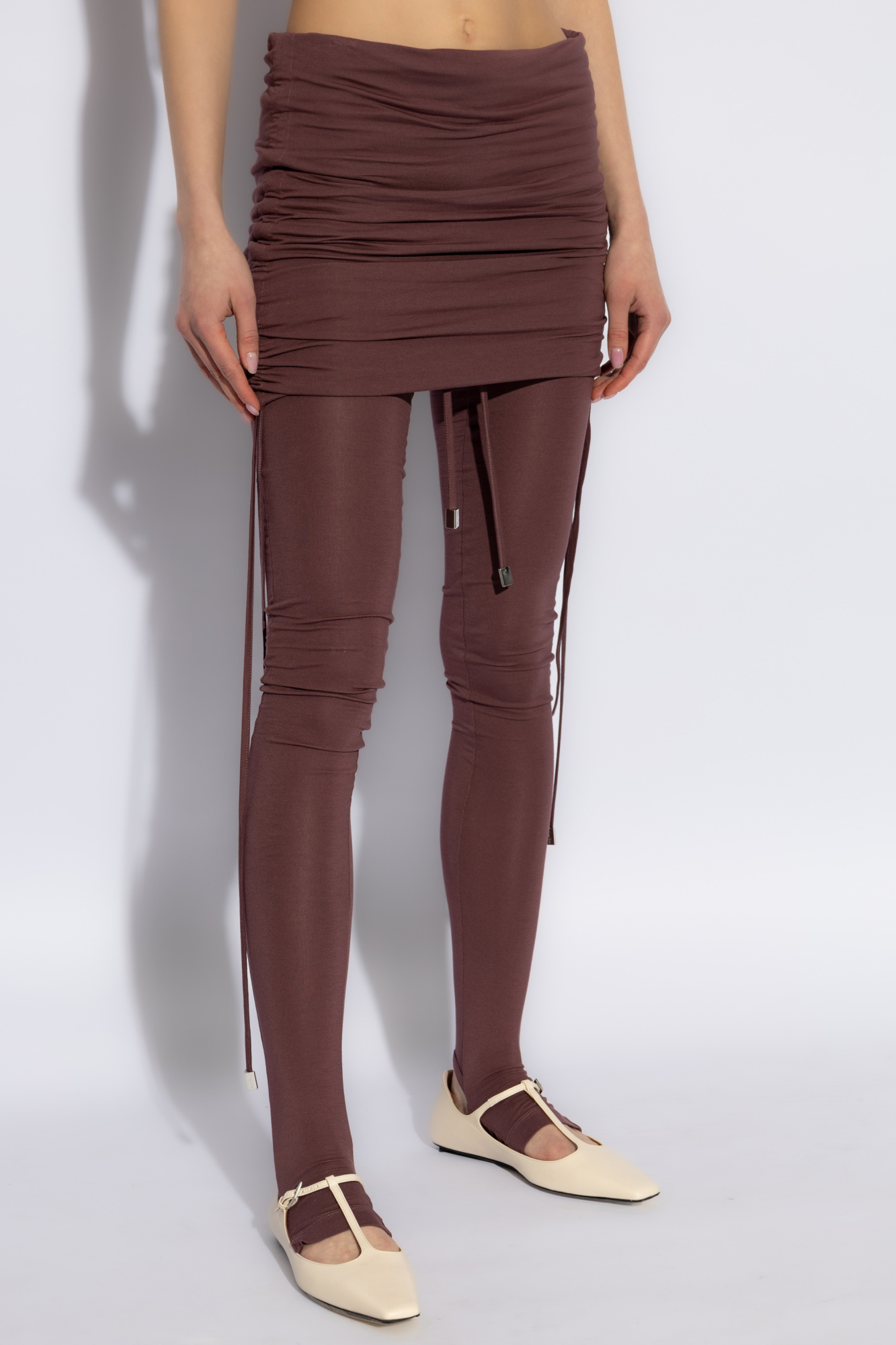 Attico Draped-design Leggings In Red
