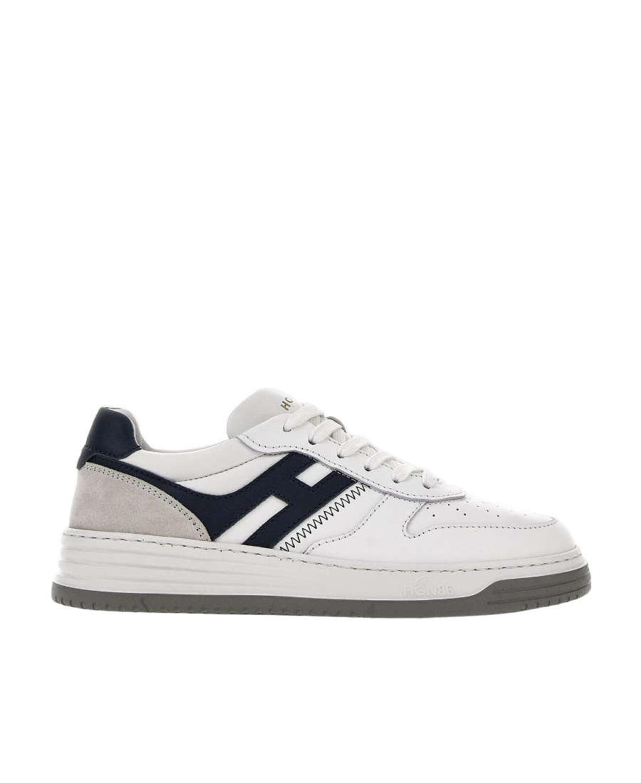 Hogan H630 Leather Sneakers With Contrasting Monogram In White