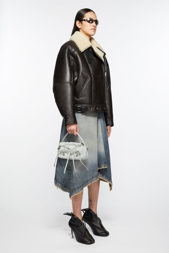 Acne Studios Multipocket Micro Vintage Grained-leather Top Handle Bag In Gray